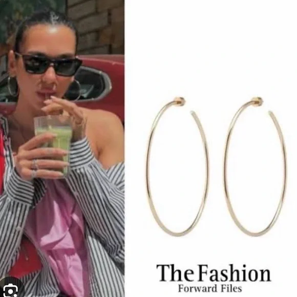 Jennifer Fisher 2.5 Thread Hoops in Plated Brass - Picture 4 of 14